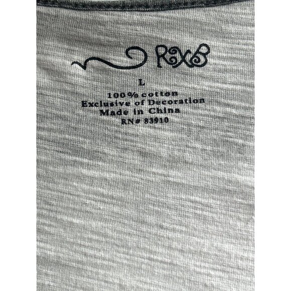 RXB Gray & Black Long Sleeve Top With Silver Studs, Size Large - Picture 3 of 7